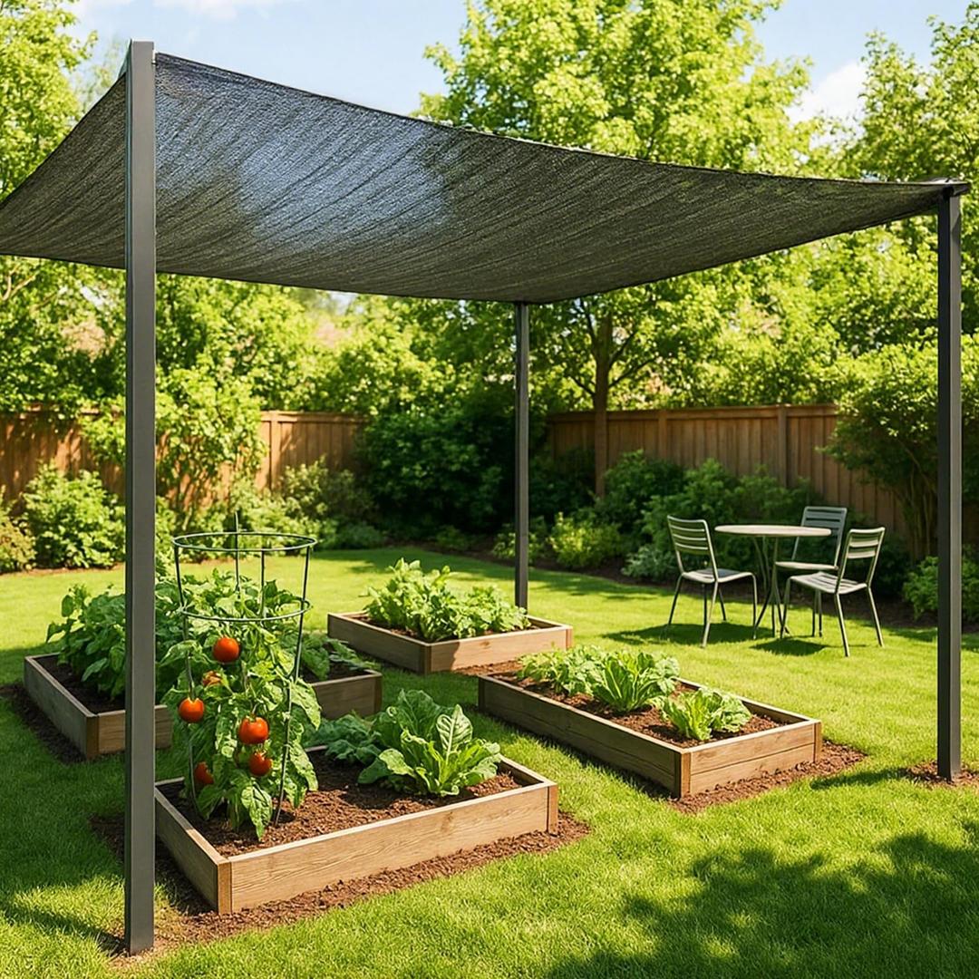 SUNNY GUARD 35-45% Sun Shade Cloth, 6.5 x 10 FT Black HDPE Mesh – Breathable Garden Shade Cover for Plants, Vegetables, Greenhouse, Patio, Chicken Coop & Dog Kennel