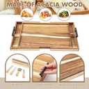 Lounsweer Acacia Large Charcuterie Board with Handles and Knife Set Expandable 19.6 to 36 Inch XL Wood Serving Tray Long Cheese Platter for Party Gatherings Entertaining House Gift(Double-Side Pull)