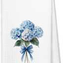 Light Blue Hydrangea Floral Kitchen Towels, Blue Hydrangea Decor, Summer Hydrangea Bow Flower Dish Hand Tea Towels, Preppy Bouquet Decorative Towel for Bathroom Kitchen Decor, 16x24 Inch