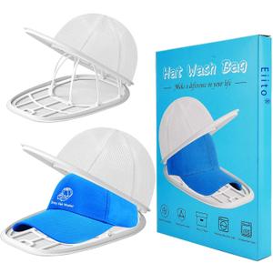 Eiito Hat Washer Cage Hats Cleaner, 4Pcs (2 Cages + 2 Bags) Hat Washer for baseball caps for Washing Machine or Dishwasher, Ball Cap Washers Frame for Flat & Curved Hats, White (With Mesh White 2 Pack)