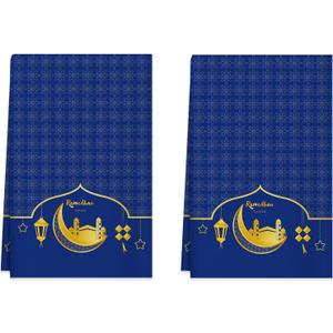 XCHI Blue Golden Castle Lantern Stars and Moons Ramadan Kareem Kitchen Towels Dish Towels 18x26 Inch Home Decorations Hand Towels Set of 2 Drying Dishcloth