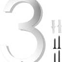 Friendship 12 Inch Modern House Numbers for Outside Silver Coated Floating Metal Address Numbers Plaques for Mailbox & Home Sign (Silver 3)