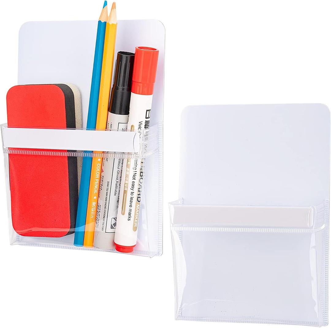 Magnetic Pencil Holders, Whiteboard Accessory Strong Magnets, Storage Pen Pocket for Your Fridge, School Locker, Office cabinets