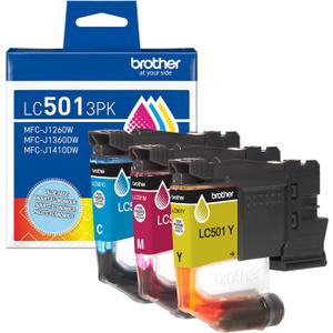 Brother Genuine LC5013PK 3-Pack Standard Yield Cyan, Magenta, and Yellow Ink Cartridges (for use with Work Smart 1260, 1360, and 1410 Printers)