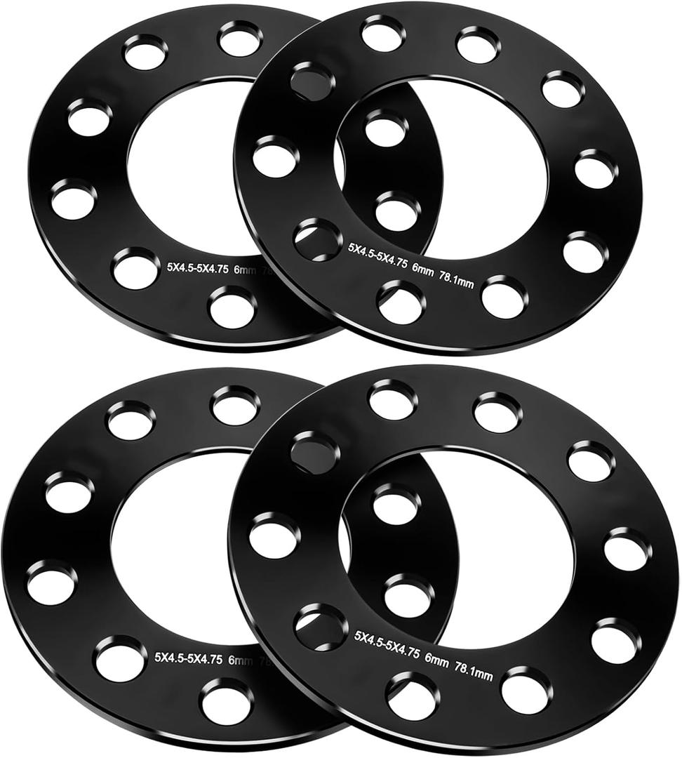 5x4.5 5x114.3 5x4.75 Universal Wheel Spacers for Ford/Jeep/Toyota/Honda/Nissan, 4PCS 1/4" (6mm) Wheel Adapters for Cherokee Liberty Wrangler Mustang Ranger Tacoma Camry Accord Civic CRV 370Z Sentra