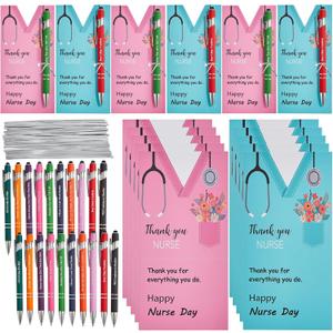 gisgfim 20 Sets Nurse Day Gift Funny Pens with Blessing Cards for Coworker Doctor Nurses Nursing Students Women Men on Nurses Week Nurse's day Party Favors