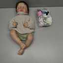 RXDOLL 20 Inch Asleep Reborn Baby Dolls Silicone Full Body Handmade Lifelike That Look Real Life Realistic Newborn Baby Doll Girl Soft Vinyl Toy Gifts for Kids Age 3+ (Beige Outfit-Vinyl Loulou Girl)