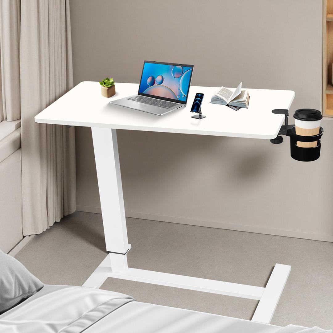 NnsZenith Adjustable Overbed Bedside Table with Wheels