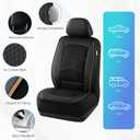Road Comforts Car Seat Covers, Leather Seat Covers with Piping, Air-Cool Mesh Designed, Airbag Compatible Automotive Front Seat Covers for Most Car, Truck, Van, SUV - Black with Black Piping