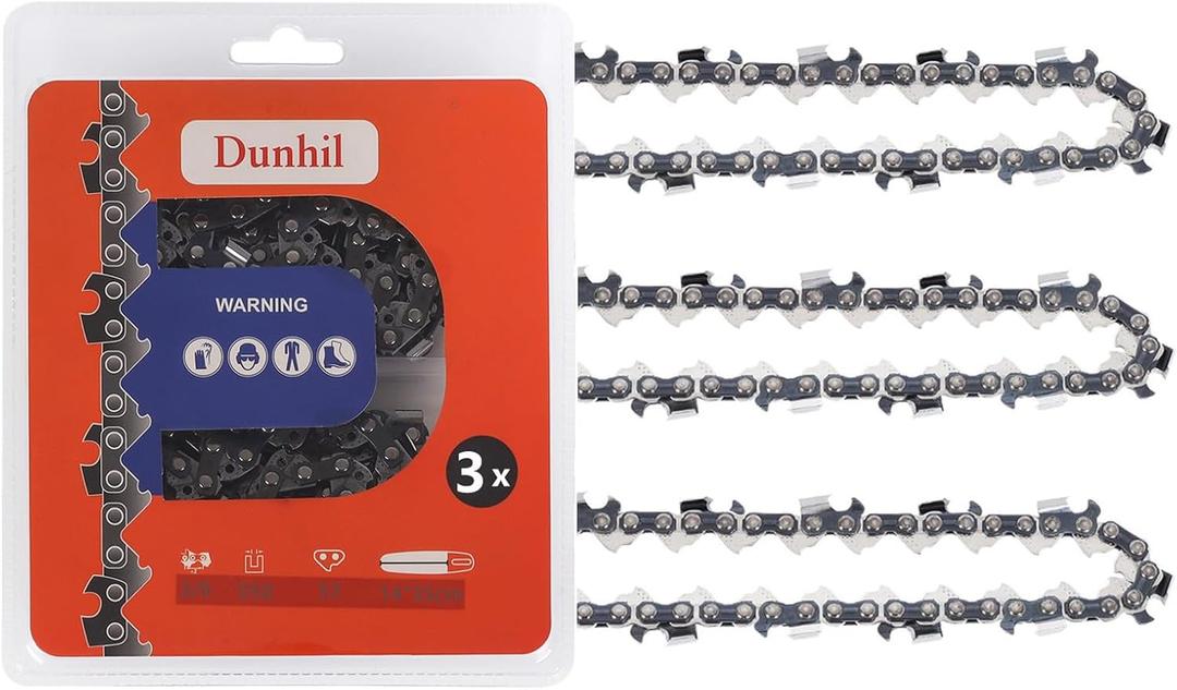 Dunhil 3 Pack 14 inch Chainsaw Chains 3/8 LP .050 Inch 53 Drive Links S53 fits for Homelite 180 190 200 for Shindaiwa 352 for Worx WG 300 303