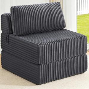 MEGAYES Convertible 4-in-1 Folding Sofa Bed Boneless Sleeper Chair Couch Foldable Chaise Lounger & Mattress Pocket Coils+Foam Fill Medium Support, No Assembly for Living Room/Bedroom, Full