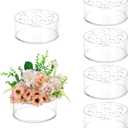Hewory Acrylic Flower Vases for Centerpieces Round 6pcs Short Clear Floral Vase with 13 Holes, Box Arranger Bulk Low Base Holder for Wedding Birthday Party Event Dining Table Decor, 2.56"(H)5.9"(D)