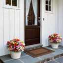8 Bundles Artificial Roses for Front Door Outdoor Decor, Realistic Fake Silk Bouquets Flowers Faux UV Resistant Real Looking Rose Plants for Garden Farmhouse Home Spring Summer Decor (Mixed Color)