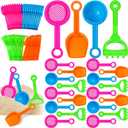 40 Pcs 5.5 Inch Mini Beach Sand Shovels Colorful Plastic Rake Sand Shovel Sifter Beach Toys for Teens Boys Girls Party Backyard Garden Shoveling Sand and Snow, 4 Styles