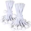 Tarp Bungee Balls 6 inch,White Ball Bungee Cord Canopy Tie Down with Ball Heavy Duty for Outdoor Tents, Cargo, Shelter, Gazebo with UV-Resistant (60 PCS)
