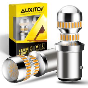 AUXITO Upgraded 1157 LED Bulb Amber Yellow 400% Super Bright 2057 2357 7528 BAY15D LED Replacement Light Kit for Front Rear Turn Signal Light Blinker Parking DRL Tail Lights, Pack of 2