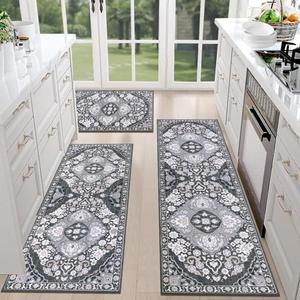 HEBE Farmhouse Kitchen Rugs Sets of Only 2 pieces Non Slip Washable Boho Kitchen Rugs and Mats for Floor Kitchen Runner Rug Floor Carpet for Kitchen, Laundry, Hallways 20×59, 20×39