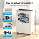 FreAire 2500Sq.Ft Dehumidifier, 34Pint Dehumidifiers for Home, Quiet Dehumidifier for Basement, Bedroom, Bathroom, with 6.56FT Drain Hose, 0.66Gal Water Tank, 3-Color Humidity Light