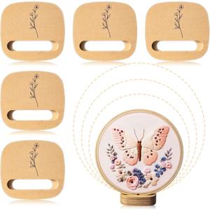 Juexica 5 Pcs Embroidery Hoop Display 3 x 2.76 Inches Embroidery Hoop Holder Wooden Base Hidden Screw Design DIY for Cross Stitch Accessories Decor