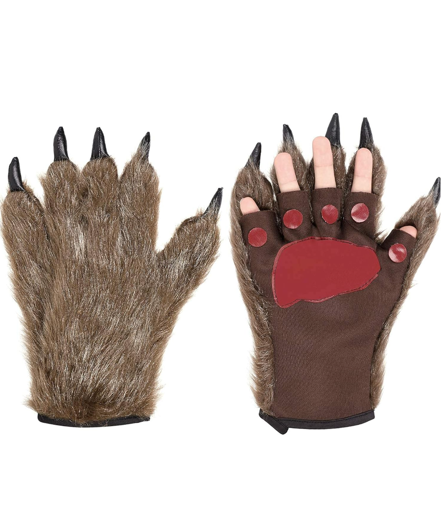 haozaikeji Halloween Costume Animal Paw Gloves Hairy Bear Wolf Gorilla Claws Role Play Themed Party Costume Gloves