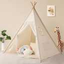 Kids Tent for Girls Indoor, Teepee Tent for Kids with Lights, Foldable Play Tent for Bedroom Corner, Cozy Toddler Tent Reading Nook & Birthday Gift