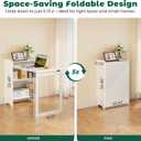 HDDFER Folding Desk with Built-in Outlet,for Small Spaces,Hidden Desk with Storage Shelf, Foldable Computer Desk for Bedroom Home Office, Mid Century Modern Fold Out Table Writing Table, White, 19.69"D x 39.37"W x 33.46"H