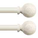 White Wood Curtain Rods for Windows:Farmhouse Boho Rrustic Wooden Curtain Rod Living Room Bedroom,Decorative Adjustable Antique White Drapery Rods Faux Wood Grain Vintage Distressed,Size:18-45",2 Pack
