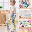 TXJ Sports 3-Pack Leggings for Girls Fashing Printing Girls Leggings Soft Kids Pants Ankle Length in 3t to 11 Years (9-10 Years, Colorful Flowers/Rainbow Strips/Colorful Butterfly)