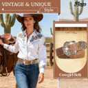 Brown Western Belt for Women Cowgirl Country Leather Belt for Jeans Pants (Brown)
