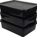 Pekky 13 L Food Service Bus Tubs with Lids, 3 Packs Commercial Tote Box, Black