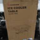 Folding Ice Cooler Table, Skirt &Drain Hose Plastic Chill Table to Keep Drinks Cool, Portable Foldable Self-Serving Beverage Cooling Bar for Parties, Picnics, Barbecues, Fishing(White, Standard without Extra Shelf