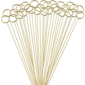 10 x Hananona 30 Pcs Metal Floral Place Card Holder, 13.4 Inch Flower Picks Clip for Floral Arrangement, Golden Card Holder for Wedding and Party (Round)