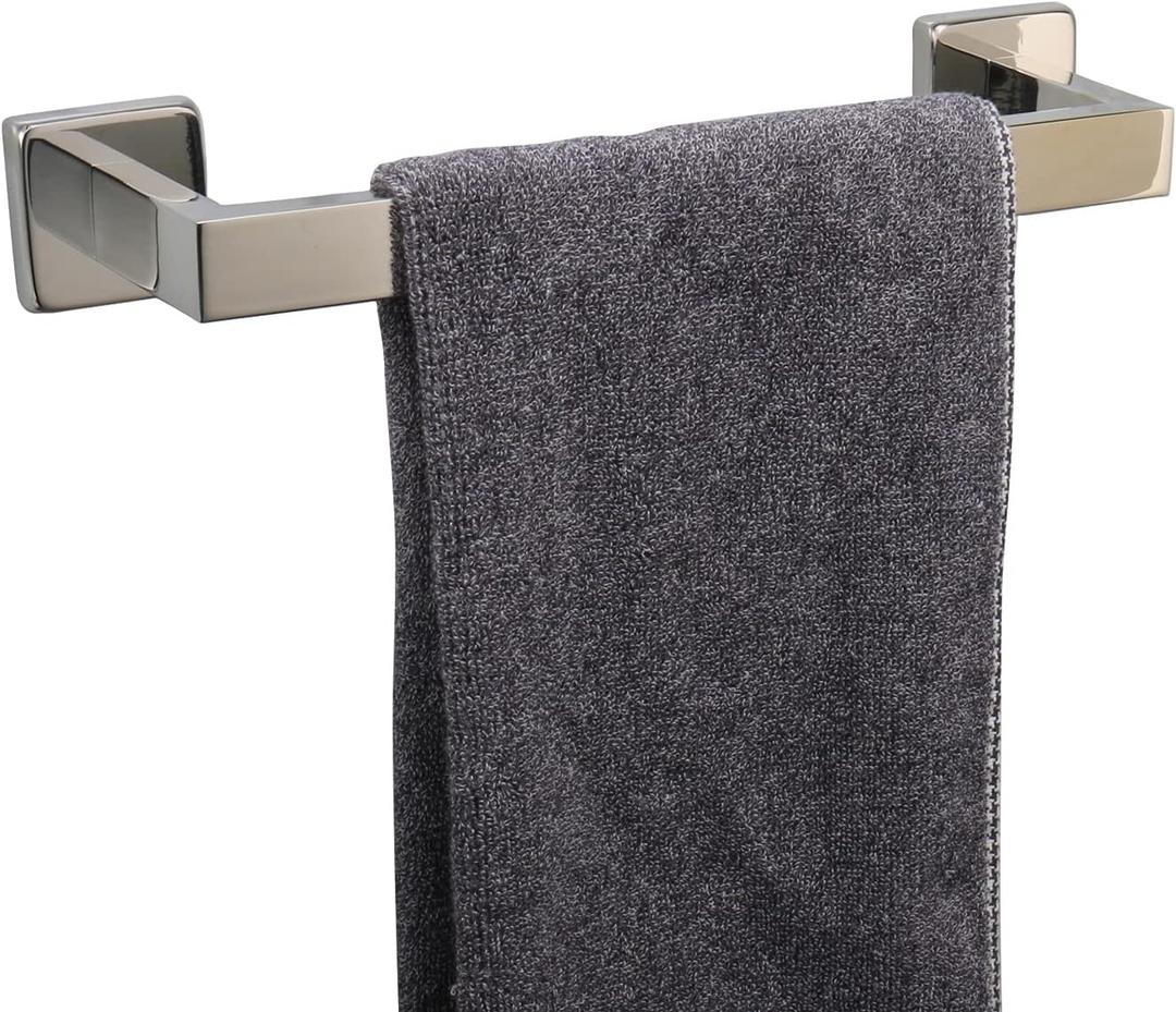 TocTen Bath Towel Rack - Square Base Thicken SUS304 Stainless Steel Towel Bar for Bathroom, Bathroom Accessories Towel Rod Heavy Duty Wall Mounted Towel Holder. (Chrome, 12)