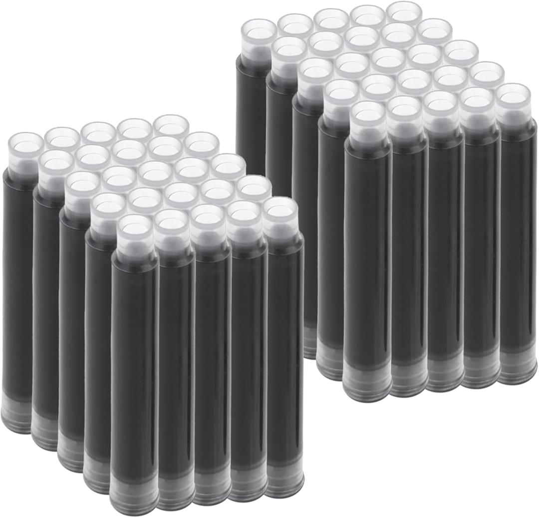 50 Pcs Black Fountain Pen Ink Cartridges, Fountain Pen Ink Refills Compatible with 3.4 mm Bore Diameter Calligraphy Pen Fountain Pen (3.4mm)