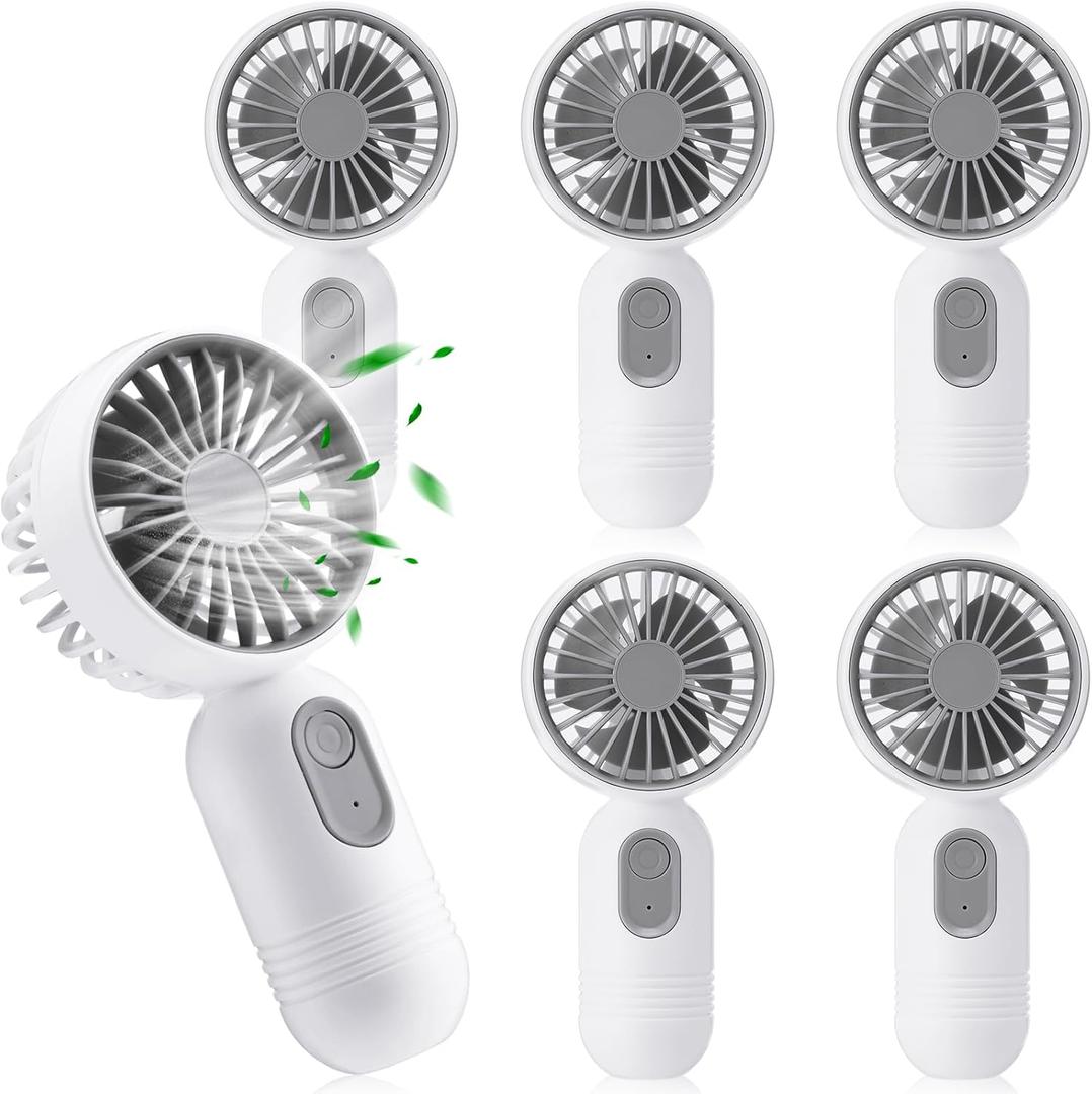 Mini Portable Fan Bulk Cute Handheld Lightweight Small Little Personal Hand Eyelash Fan 3 Speeds USB Rechargeable for Women Men Indoor Outdoor Makeup Travel Camping (White, 6 Pcs)