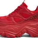 LUCKY STEP Women's Rhinestone Chunky Sneakers Breathable Lace-Up Platform Walking Sneakers Fashion Casual Dad Shoes (9)