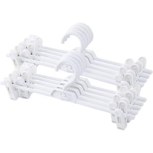 Pants Hangers, 10pcs Adjustable Clothes Hangers with Clips, Portable Drying Rack Travel Plastic Non-Slip Clothes Drying Hanger for Kids Or Adults Garments (White)