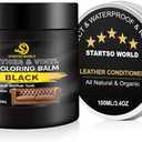 STARTSO WORLD 200Ml Leather Recoloring Balm with 100ML Leather Conditioner, Black Leather Repair Kit for Furniture, Leather Dye, Leather Scratch Repair, Leather Couch Paint