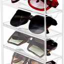 Tasybox Sunglasses Organizer, Acrylic Eyeglass Case Clear Eyeglass Holder Eyewear Display Case with 4 Drawers for Women and Men