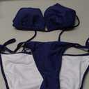 Women Two Piece Bikini Swimsuit Sexy Bathing Suits Halter Triangle Tops String Bikini Sets (Large, Navy1)