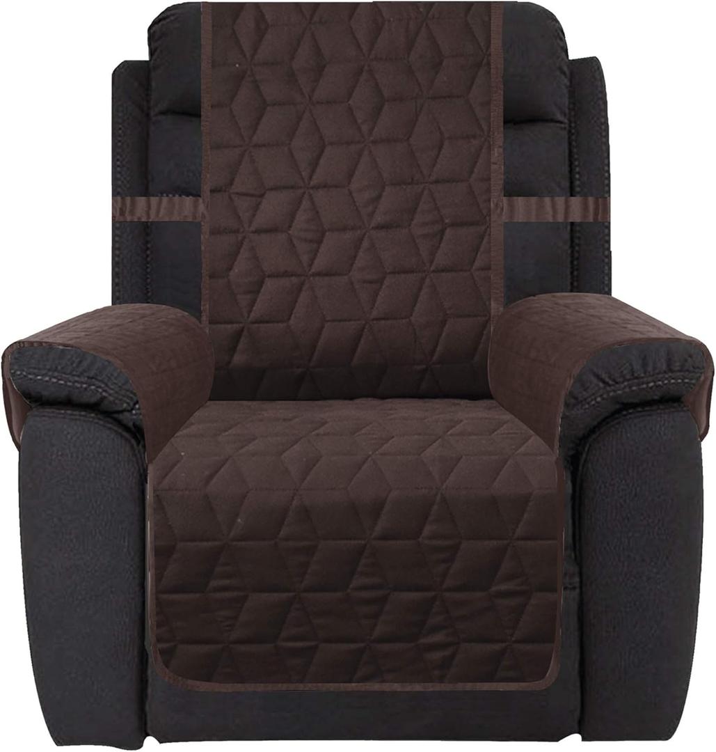Ameritex Waterproof Nonslip Recliner Cover Christmas Decor Stay in Place, Dog Couch Recliner Cover Furniture Protector for Pets and Kids (Chocolate, 23'')