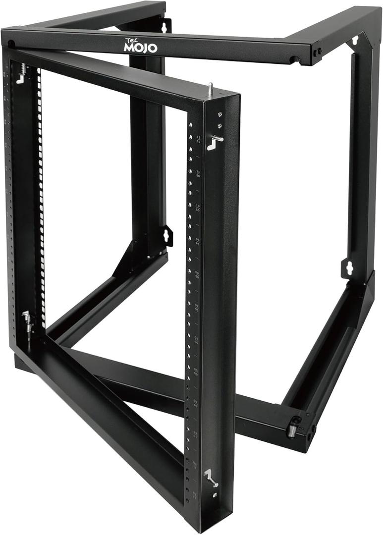 Tecmojo 12U Wall Mount Server Rack, Open Frame Network Rack for 19" Computer/AV/Data/IT/Media Equipment, 18" Depth, 16" Apart Mounting Holes, Swing Gate, Square and Tapped Holes