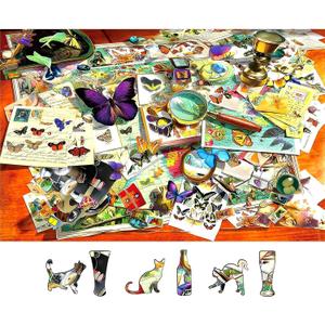 Butterfly Garden 500 Piece Jigsaw Puzzle for Adults Vintage Postcards Design Challenging Colorful Flower Unique Jigsaw Puzzles Ideal for Family Game Nights & Home Decor, 23x15