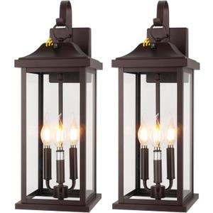 23” Dusk to Dawn Exterior Lighting Fixtures Bronze Extra Large, 2-Pack/Dusk to Dawn Sensor