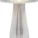 Clear Acrylic Mushroom LED Rechargeable Cordless Lamp, 6.9x6.9x10.2 Inch