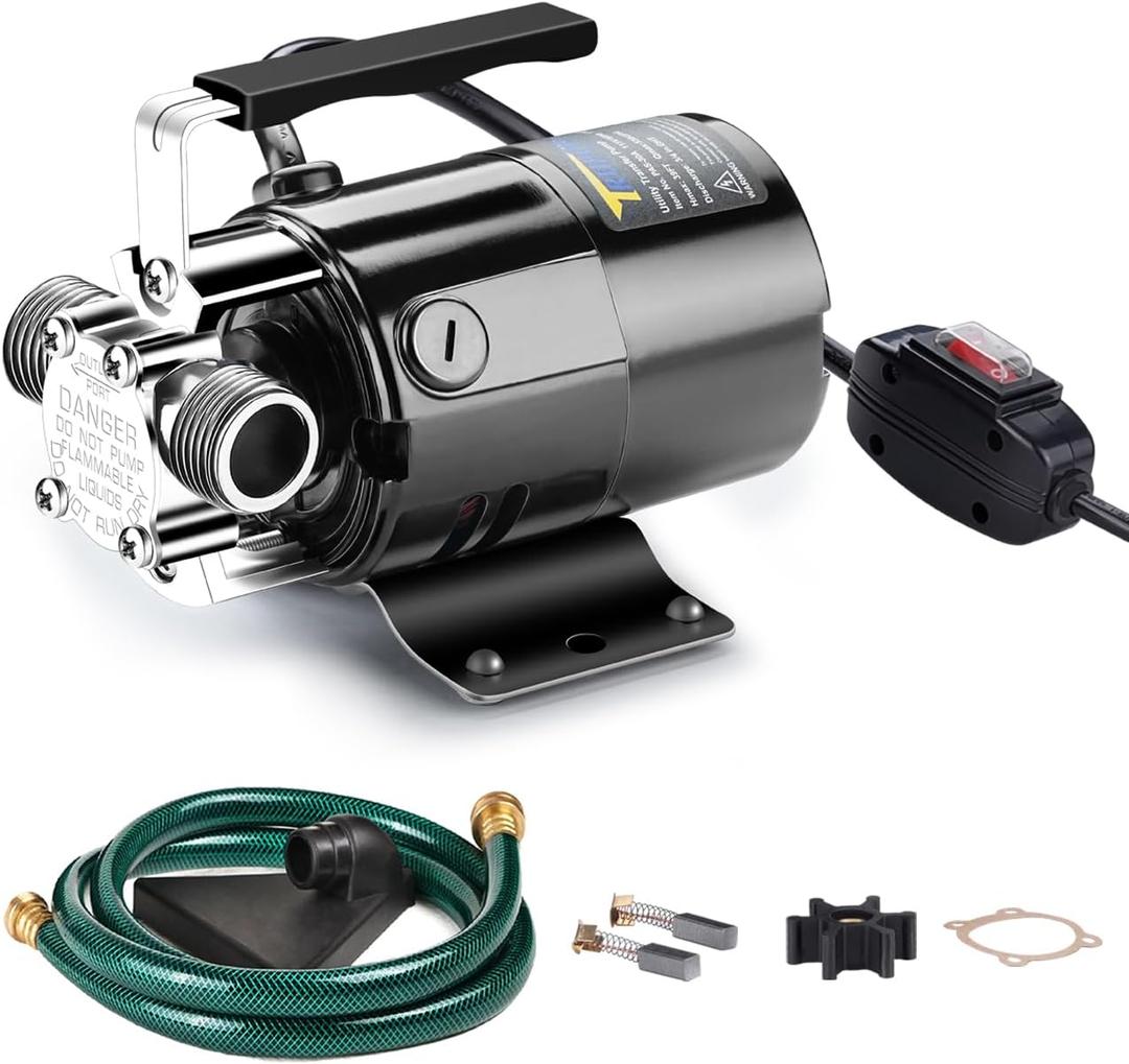 Trupow 1/10HP 330GPH 115-Volt Mini Portable Electric Utility Sump Transfer Water Pump with ON/OFF Switch and Water Hose Kit