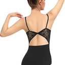 WYHDY Women Camisole Ballet Leotard for Dance Round Neck, Full Front Lining, Lace Bow Back, S