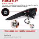 Huray Right Outer Tail Light for Toyota Highlander 2020-2023 Passenger Side Taillight Lamp Assembly Replacement for TO2805156 815500E230