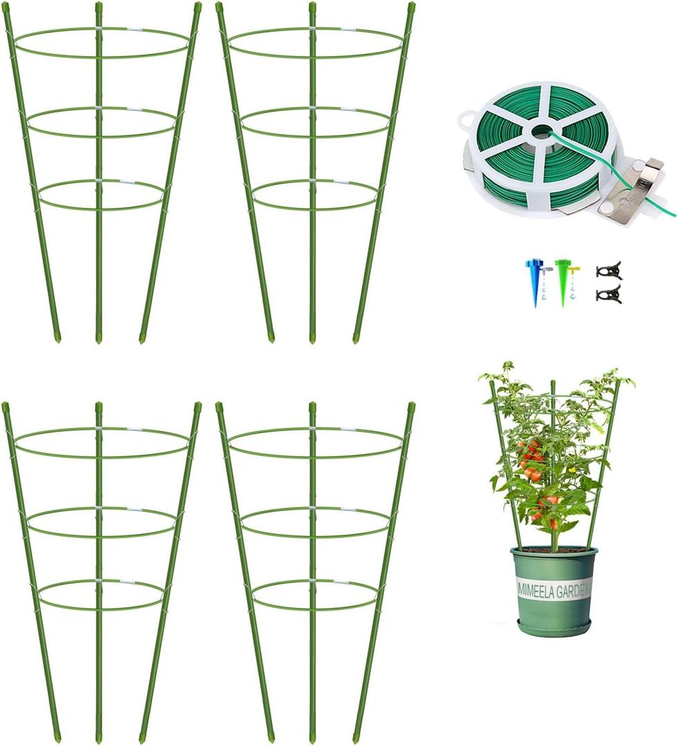 4 Pack Garden Plant Support Tomato Cage, Upgrade 18" Trellis for Climbing Plants, Plant Trellis Kits (18")
