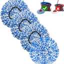 4 Pack Mop Replace Heads Compatible for OCeda, Spin Mop Refill Head Replacement for RinseClean 2-Tank System - Fluffy Microfiber, Machine Washable and Easy to Replace (Blue)